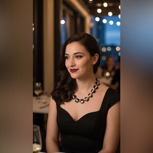 18 inch black and yellow resin bead necklace NWOT